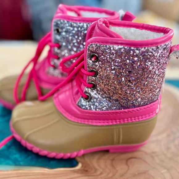 fabkids Other - Fabkids Glittery Pink and Tan Boots